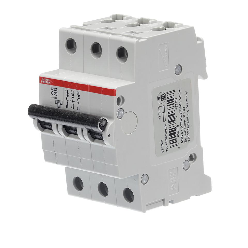 S203 C20 Abb CIRCUIT BREAKER THERMAL MAG 3 POLE