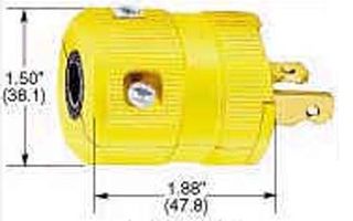 HUBBELL WIRING DEVICES-HBL9758VY-CONNECTOR, POWER ENTRY, PLUG, 20A