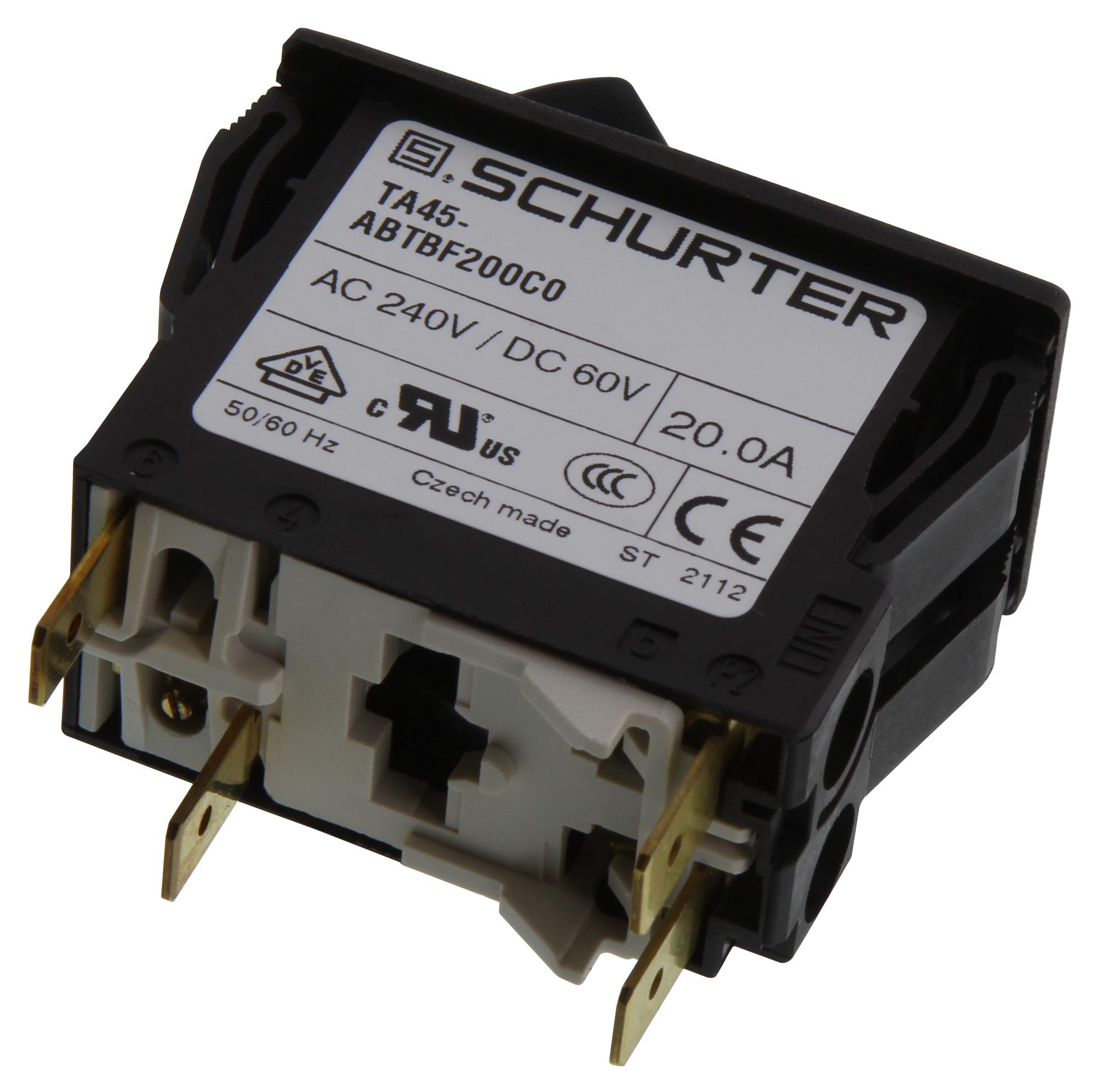 Interrupteur Disjoncteur Schurter 4 Broches 20A TA45 - Neuf Générique