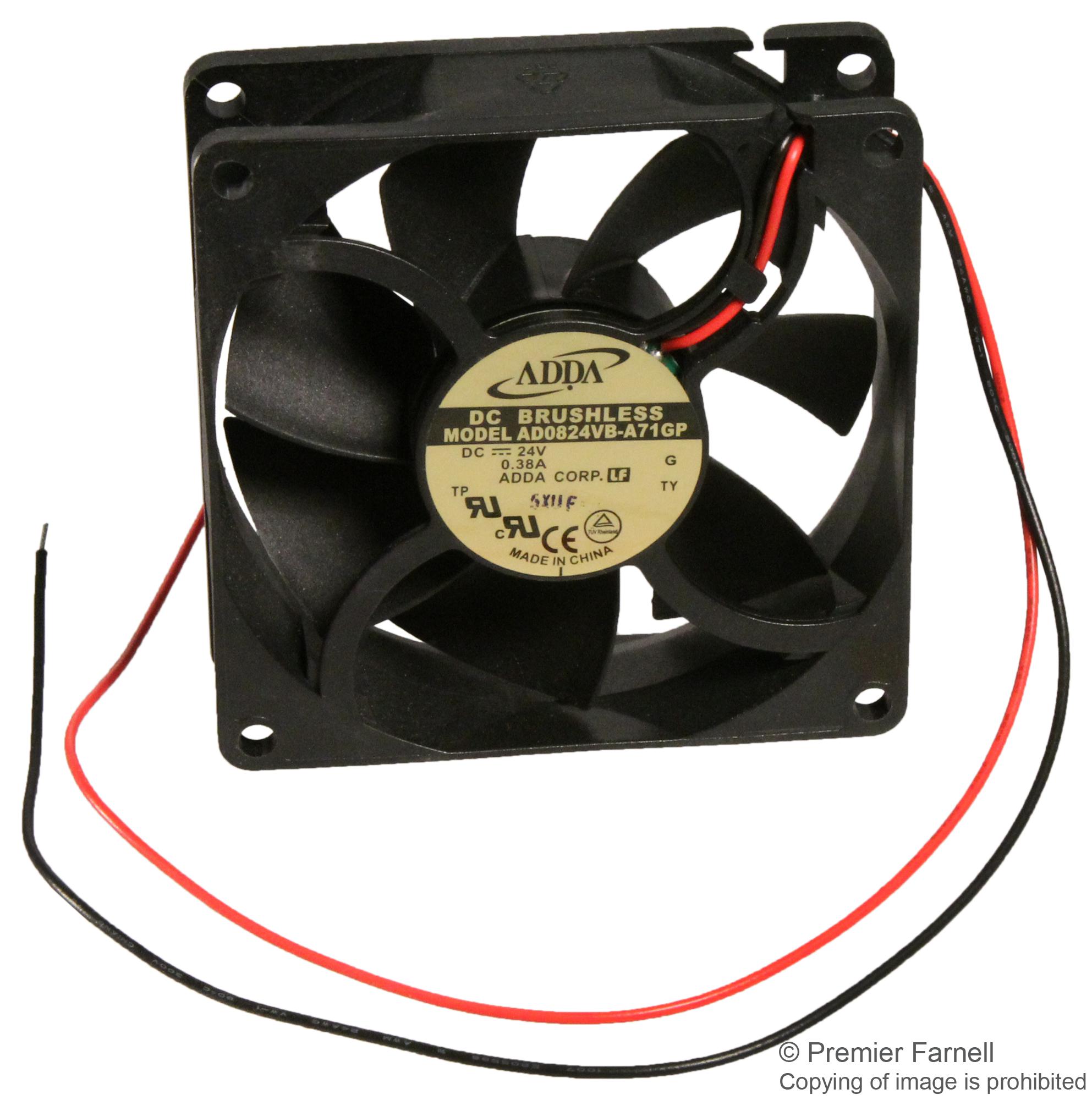 Ventilador De Refrigeración ADDA 80x80x32 Mm - 24V DC - 2 Cables - Ideal Para PCs, Equipos Electrónicos