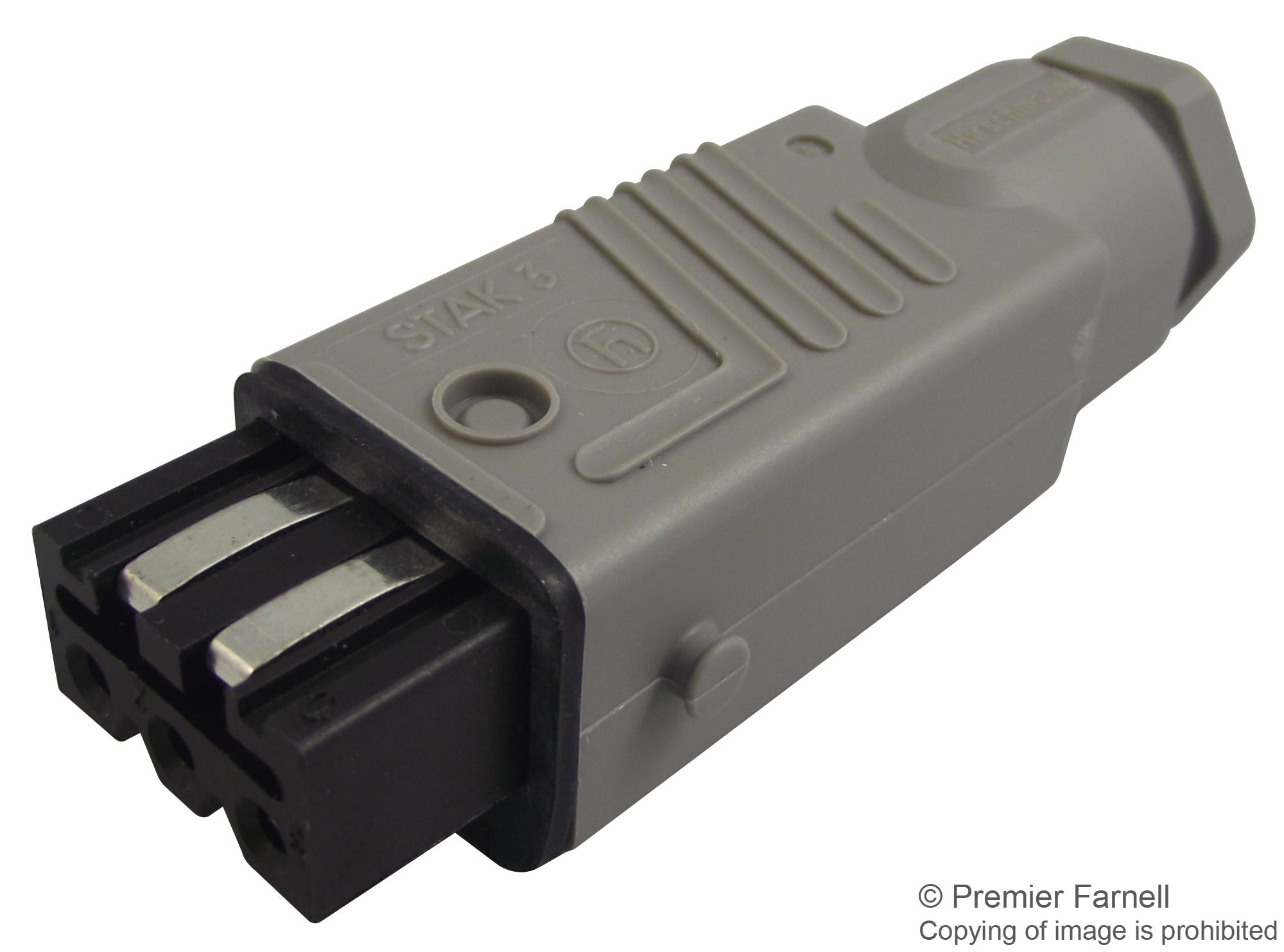 STAK3N Hirschmann Conector Rectangular de Potencia, 3 Contactos