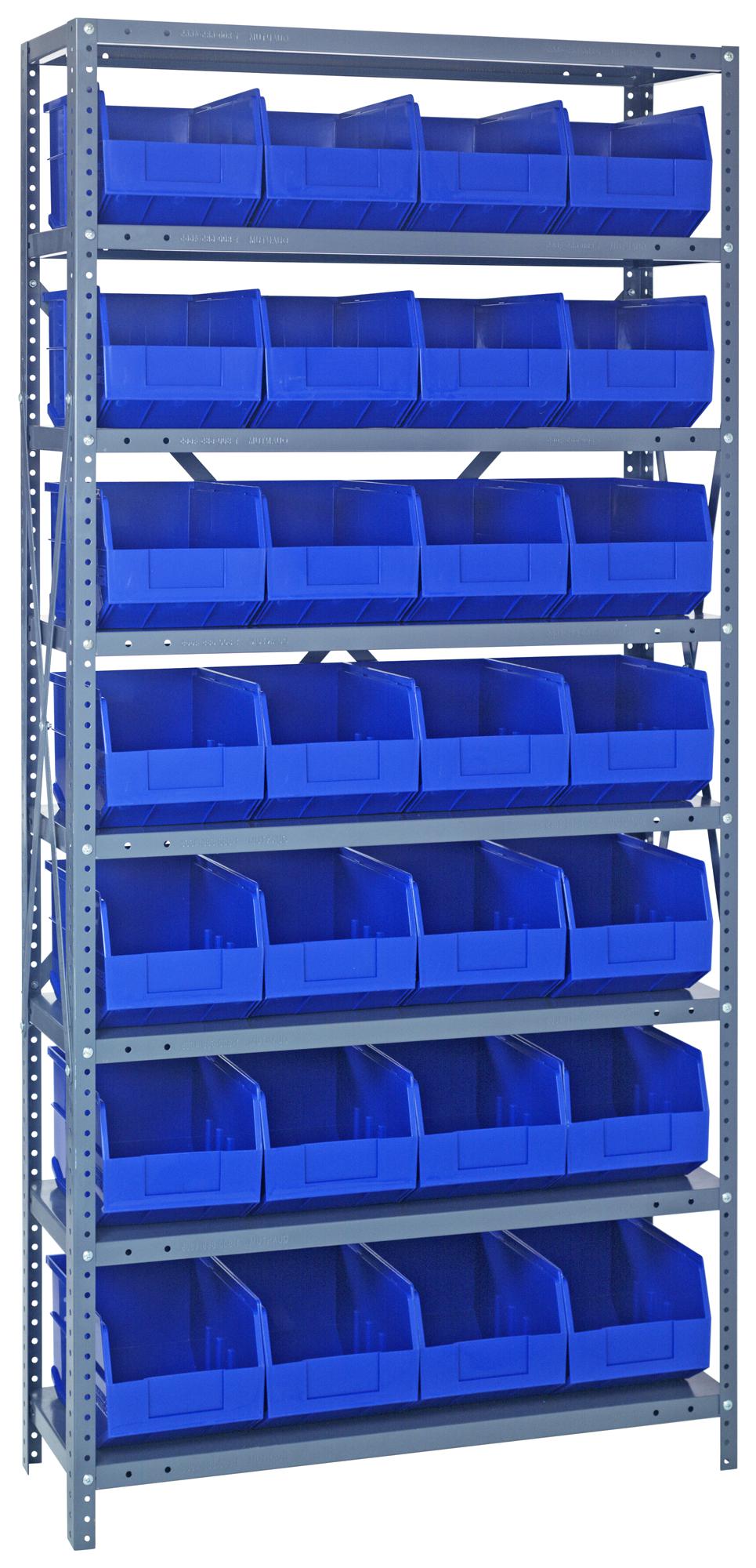 1875463BL Quantum Storage Shelving Unit, 8 Shelves, 28 Bins