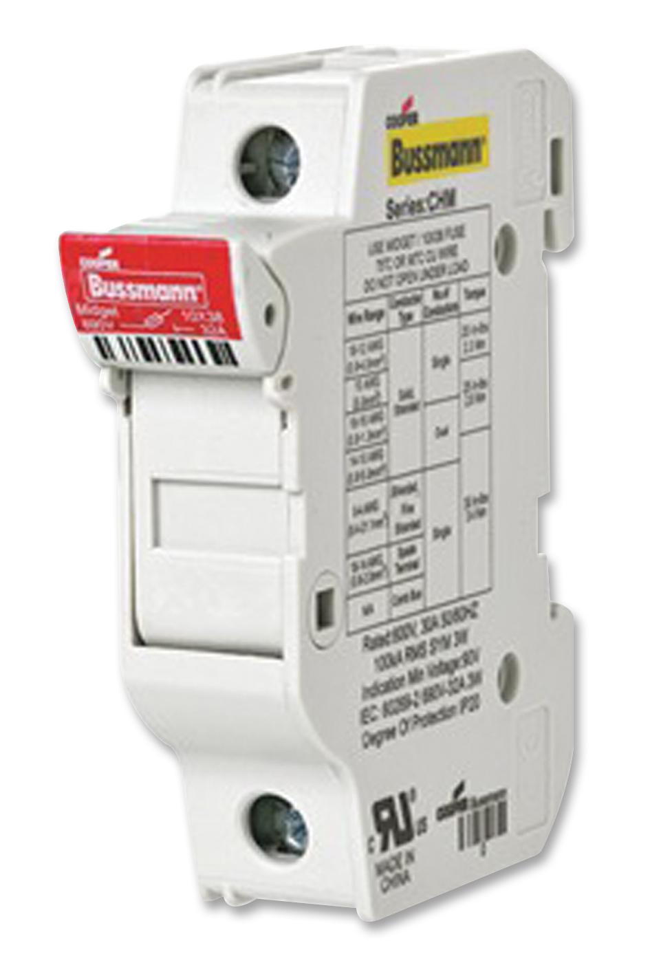 CHM1DU Eaton Bussmann Portafusible, Riel DIN, 600V