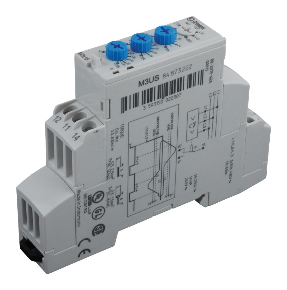 84873222 Crouzet Phase Monitoring Relay, Undervoltage, Overvoltage