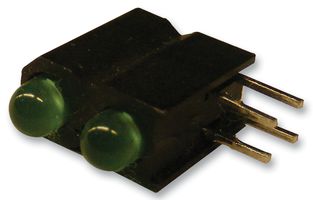 DIALIGHT 553-0222F Circuit Board Indicator, Green, T-1 (3mm), 1.9 V, 2 mA, 2, 1.6 mcd RoHS Compliant: Yes