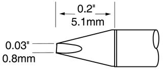 METCAL UFTC-7CH08 Soldering Iron Tip, Chisel, 0.8 mm RoHS Compliant: Yes