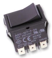 ARATAS (FORMERLY OMRON COMPONENTS) A8G-107-1-24 SWITCH, ROCKER, DPDT, RESET, 20A