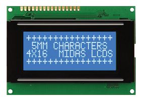 MIDAS DISPLAYS MC41605A6WK-BNMLW-V2 LCD MODULE, 16 X 4, COB, 4.76MM, BSTN