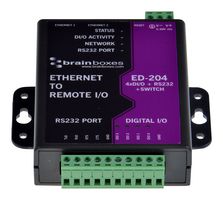 BRAINBOXES ED-204 ETHERNET-DIGITAL I/O DEVICE, 4I/O, RJ45
