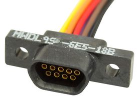 GLENAIR MWDL-9S-6E5-18B CABLE, 9POS, MICRO D RCPT-FREE END, 18"