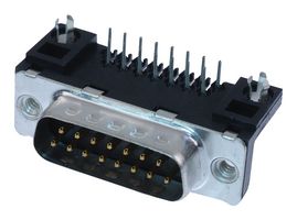AMPHENOL COMMUNICATIONS SOLUTIONS D09P13A4GL00LF D-SUB CONNECTOR, R/A, PLUG, 9POS, TH