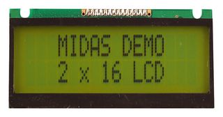 MIDAS DISPLAYS MC21605FA6WE-SPTLY LCD DISPLAY, TRANSFLECTIVE, STN, 4.67MM