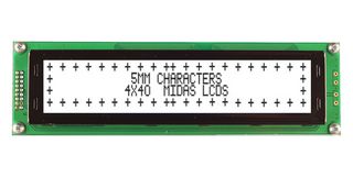 MIDAS DISPLAYS MC44005A6W-FPTLW3.3-V2 LCD DISP ALPHAN, 40 X 4, BLACK ON WHITE