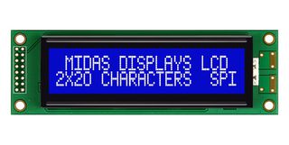 MIDAS DISPLAYS MC22005A6W-BNMLWS-V2 LCD ALFAN 20 X 2 BLANCO SOBRE AZUL 5 V