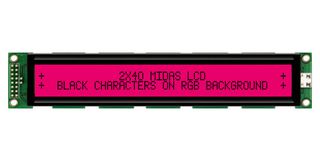 MIDAS DISPLAYS MD24005A6W-FPTLRGB LCD DISP ALPHAN 40 X 2 BLACK ON RGB 5V