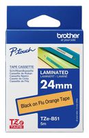 BROTHER TZE-B51 CINTA, 24 MM, NEGRO/NARANJA FLUOR