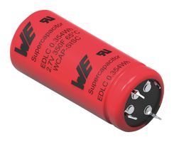 WURTH ELEKTRONIK 851617034001 SUPERCAPACITOR, 350F, 2.7V, SNAP-IN ROHS COMPLIANT: YES