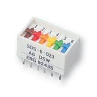 ERG COMPONENTS SDS-6-023 DIP/SIP SW 6CIRCUITS SLIDE THROUGH HOLE