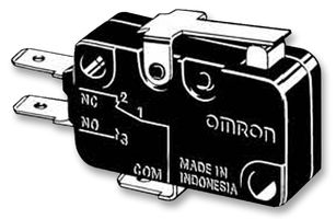 OMRON ELECTRONIC COMPONENTS D3V-161-1C5 Microswitch, D3V Series, SPDT, Short Lever, Quick Connect, Solder, 16 A, 250 V RoHS Compliant: Yes