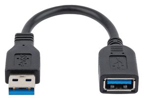 STARTECH USB3EXT6INBK USB CABLE, 3.0A PLUG-A RCPT, 150MM ROHS COMPLIANT: YES
