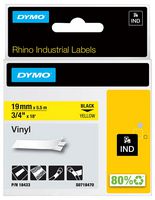 DYMO 18433 CINTA, PERM, VINILO, 19MMX5.5M, AMARILLO