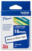 BROTHER TZE-241 TAPE, BLACK ON WHITE, 18MM W, 8M L