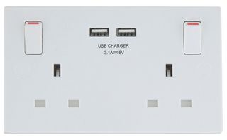 BG ELECTRICAL 822U3 SOCKET 2 GANG 13A WITH 2X USB ROHS COMPLIANT: YES