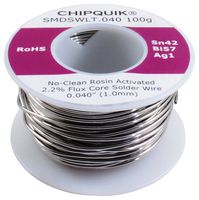 CHIP QUIK SMDSWLT.040 100G SOLDER WIRE, NO CLEAN, 42/57/1 SN/BI/AG ROHS COMPLIANT: YES