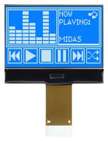 MIDAS DISPLAYS MCCOG128064B12W-BNMLW Graphic LCD, 128 x 64 Pixels, White on Blue, 3.3V, Parallel, SPI, English, Japanese, Transmissive