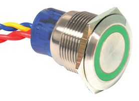 E-SWITCH ULV7FMBSS331 Interruptor (Switch) Antivandalismo, Acero Inoxidable, ULV7 Series, 22 mm, SPDT