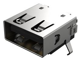 GCT USB1130-15-A USB Connector, USB Type A, USB 2.0, Receptacle, 4 Positions, Through Hole Mount, Right Angle
