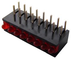 MENTOR Z.2081R LED Indicador para Tarjeta de Circuito, Rojo, 8 LEDs, Through Hole, 2mm, 20 mA, 32 mcd