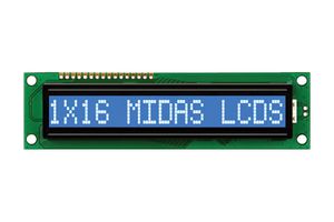 MIDAS DISPLAYS MC11609A6W-BNMLW-V2 LCD Alfanumérico, 16 x 1, 5 V, Inglés, Japonés, Transmisivo