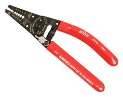 WIHA 57810 Wire Stripper, 18-10AWG Solid and 20-12AWG Stranded, 6-32 / 8-32 Screws, 7.24" Length, Vinyl Grip