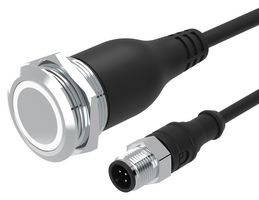 EAO 82-665A.1154 Vandal Resistant Switch, Ring Illuminated, 24V LED, 82 Series, 22 mm, SPDT, Momentary