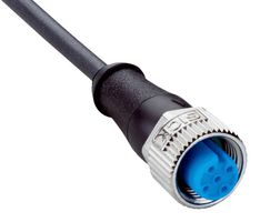 SICK YF2A24-200UB4XLEAX Sensor Cable, A Coded, Black, M12 Receptacle, Free End, 4 Positions, 20 m, 65.6 ft