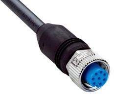 SICK YF2A18-200UA5XLEAX Sensor Cable, A Coded, Black, M12 Receptacle, Free End, 8 Positions, 20 m, 65.6 ft