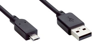 SICK YMUSA4-050VG4MUIA4 USB Cable, 4 Position, Type A Plug to Micro Type B Plug, 5 m, 16.4 ft, USB 2.0, Black