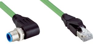 SICK YN2D24-200PN1MRJA4 Cable de Sensor, Codificado D, Verde, Plug M12 90°, Plug RJ45, 4 Posiciones, 20 m, 65.6 ft