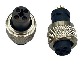 NORCOMP 858-T04-203RLU4 Sensor Connector, VULCON M12 Circulars Series, M12, Female, 4 Positions, Solder Socket