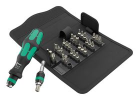 WERA 5057114001 Juego de Destornilladores, 32pz, Destornillador con Portapuntas Kraftform 816 R, Puntas B0 y Soporte