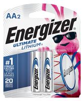 ENERGIZER L91BP-2 Batería, Ultimate, Paquete de 2, 1.5 V, AA, Disulfuro Hierro-Litio, 2.9 Ah