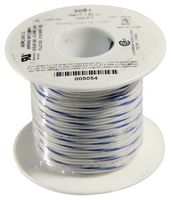 ALPHA WIRE 3051 WU005 Wire, Hook Up, PVC, White, Blue, 22 AWG, 7 x 30AWG, 100 ft