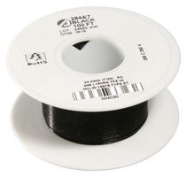 ALPHA WIRE 2844/7 BK005 Wire, Hook Up, PTFE, Black, 24 AWG, 7 x 32AWG, 100 ft