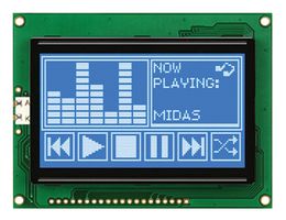 MIDAS DISPLAYS MC128064A6W-BNMLW-V2 Graphic LCD, 128 x 64 Pixels, White on Blue, 5V, Parallel, No Font, Transmissive