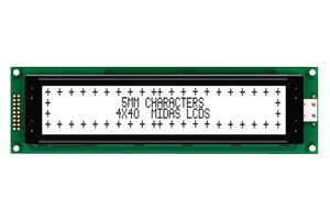 MIDAS DISPLAYS MC44005A6W-FPTLW-V2 LCD Alfanumérico, 40 x 4, Negro sobre Blanco, 5 V, Paralelo, Inglés, Japonés, Transmisivo