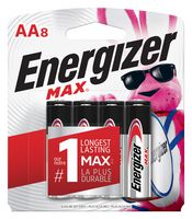 ENERGIZER E91MP-8 Batería, 1.5 V, AA, Alcalina, 2.85 Ah, Positivo Elevado y Negativo Plano, 8