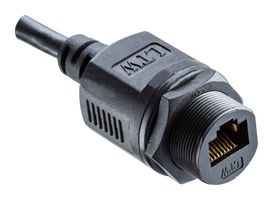 AMPHENOL LTW RCP-5SAFFM-SLM7B02 Ethernet Cable, Shielded, Cat5e, Sealed RJ45 Jack to Free End, FTP (Foiled Twisted Pair), Black