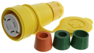 MOLEX 130147-0111 Power Entry Connector, NEMA L17-30R, 30 A, Yellow, Nylon (Polyamide), SI (Silicon) Body, 600 V