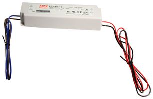 MEAN WELL LPV-60-12 LED Driver, 60 W, 12 V, 5 A, Constant Voltage, 90 V, 264 V